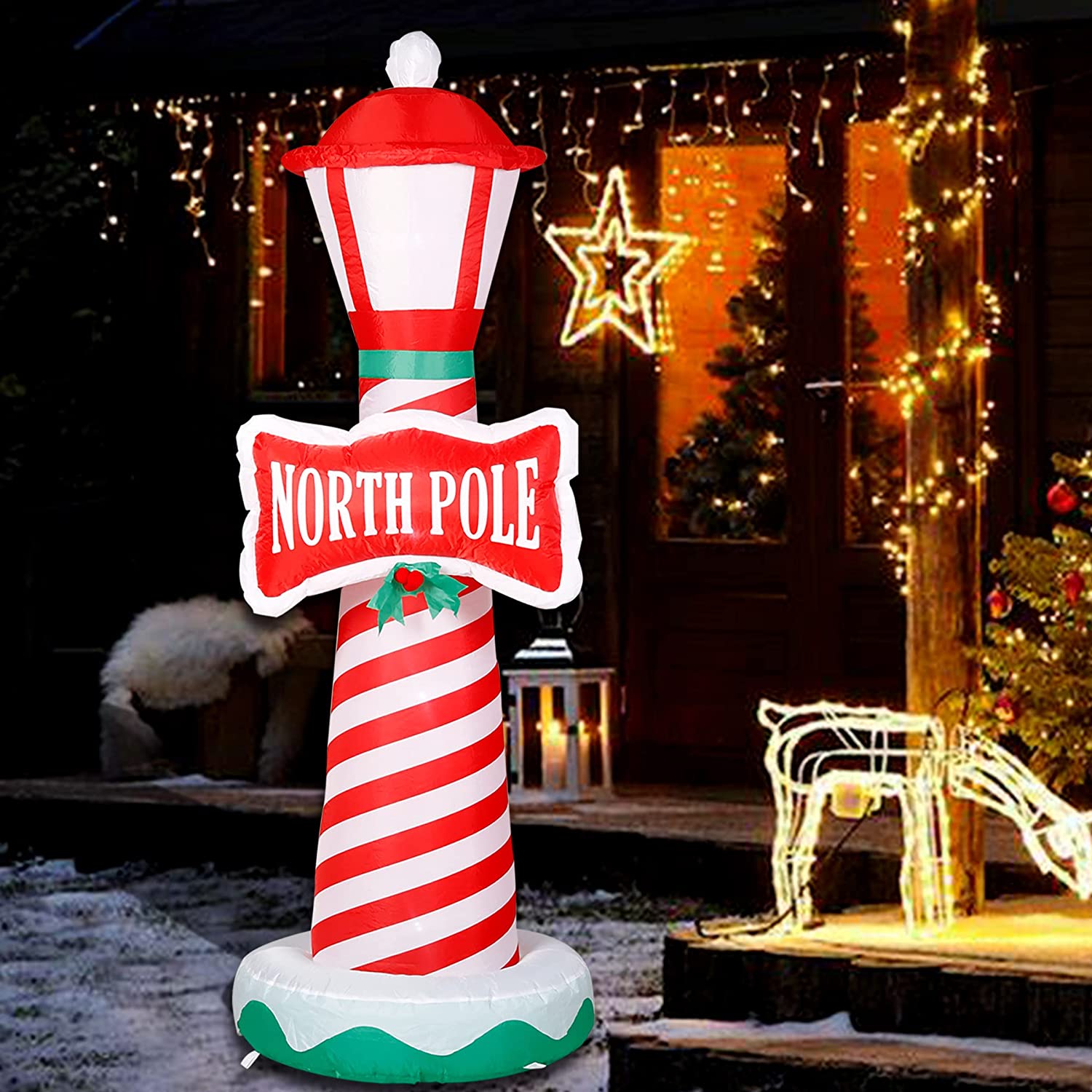 CH&q 6Ft Christmas Inflatable North Pole Lighthouse Christmas