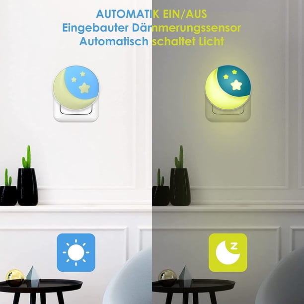 Enchufe eléctrico de luz nocturna para ni?os de 2 piezas, luz nocturna LED, lámpara de noche montada en la pared con encendido / apagado automático Plug-and-Play para dormitorios, salas de estar, escaleras, habitaciones para ni?os ShuxiuWang 8390612963711