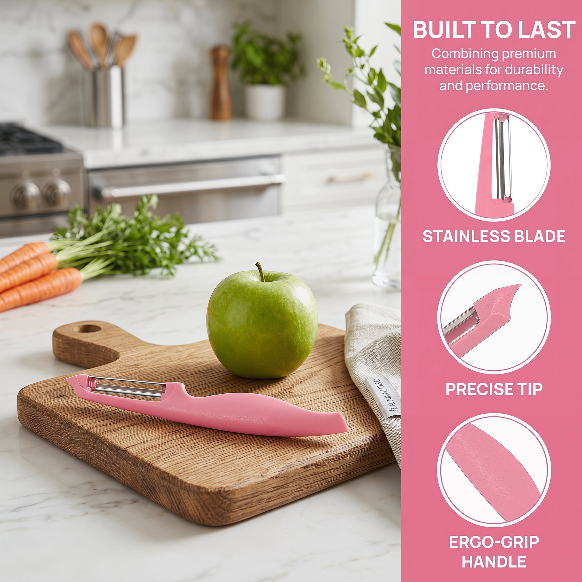 Unique Bargains Plastic Vegetable Peeler with Ergonomic Handle for Peeling Pink 7.3x1 inch