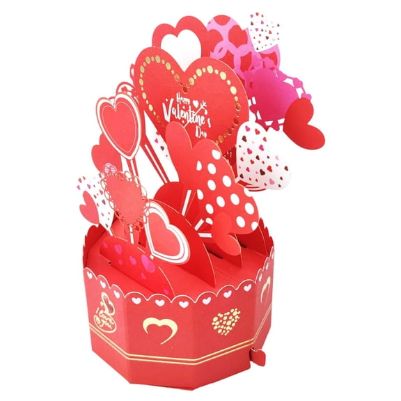 1PC Pop Up Valentines Card, Valentines Day Gift Cards, Valentines Day Gifts, 3D Pop-Up Card, Red Heart Bouquet Design Greeting Cards