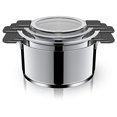 thumbnail image 2 of Ozeri ZP16-3P The 6-Piece Stainless Steel Inductive Pot Set with Straining and Hands-Free Glass Lids, Multi-Size Set, Stainless Steel, 2 of 6