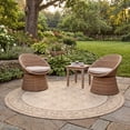 thumbnail image 3 of Safavieh Courtyard Gaus Oriental Indoor/Outdoor Area Rug, Natural/Brown, 5'3" x 5'3" Round, 3 of 10