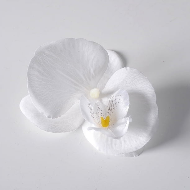 Nvzi 20 piezas de flores de mariposa artificiales de seda para decoración de bodas, ramos y fiestas, 3,54 pulgadas, color blanco