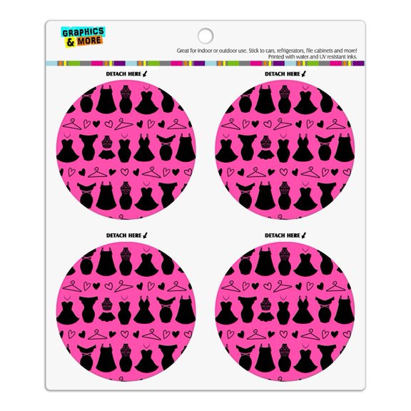 Little Black Dresses Pattern Refrigerator Fridge Locker Vinyl Circle Magnet Set