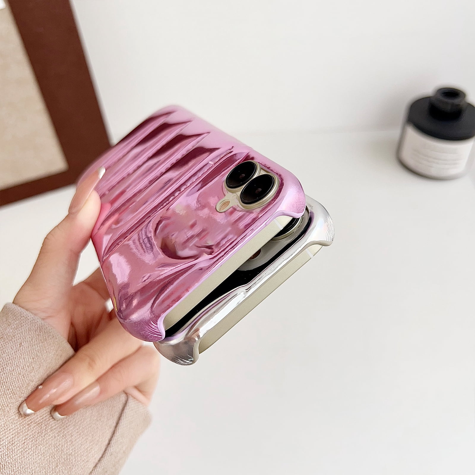 Puffer Phone Case for iPhone 16 Plus, Laser Glossy Down Jacket