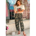 thumbnail image 5 of I AM A FASHION JUNKY Green Camouflage Print Drawstring Patch Pocket Barrel Jeans, 5 of 8