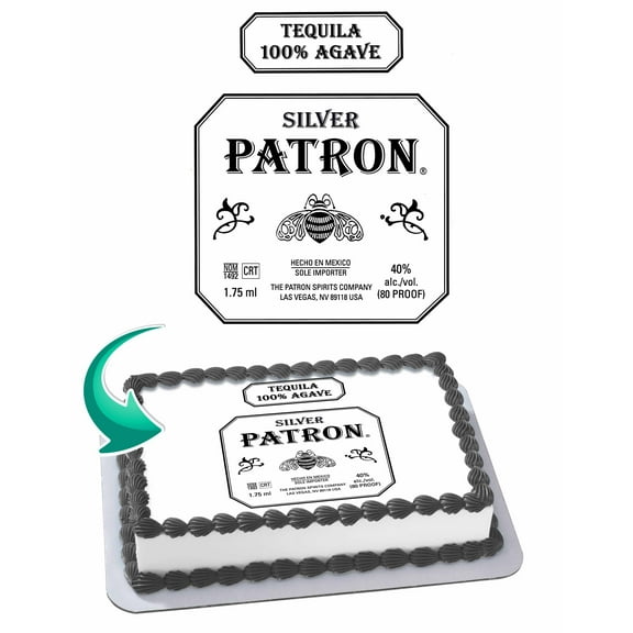 Patron Tequila Edible Image Cake Topper Personalized Birthday Sheet Frosting 1/4 Sheet