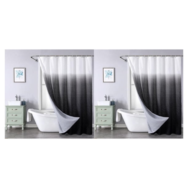 Toystoory Cortina de ducha de PEVA extra gruesa para protección de la privacidad 100 Poliéster impermeable Artesanía exquisita No impermeable Negro 180*180, negro 2piezas