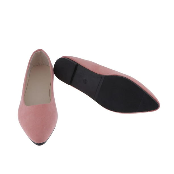 Prettyia Womens Pointed Flats Toe Non Slip Working Flat Shoes Pink 38