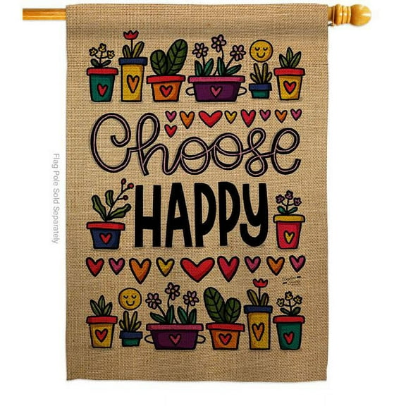 Angeleno Heritage H137205-BO 28 x 40 in. Choose Happy Sweet Life Inspirational Double-Sided Decorative Vertical House Flags - Decoration Banner Garden Yard Gift