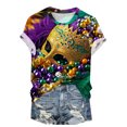 thumbnail image 2 of successthop Mardi Gras Cute Tops for Women Short Sleeve Plus Size with Crew Neck Polyester Casual Mask Printed Mardi Gras Celebrations Blouse Tops for Mardi Gras Event Purple 4XL, 2 of 5