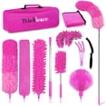 thumbnail image 1 of ThinkLearn Dépoussiéreurs en Microfibre pour Nettoyage, 14 Pcs Dépoussiéreurs à Plumes avec Perche d'Extension, Dépoussiéreur Lavable et Extensible pour Plafonds Hauts, Ventilateurs et Stores Kit de Nettoyage Maison Cadeau Rose pour Femmes, 1 of 8