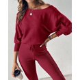thumbnail image 5 of ZEFORTEX 2 Piece Lounge Outfit 2025 Long Sleeve Knit Pullover Tops Drawstring Pants Set Tracksuit Sweatsuit, 5 of 9