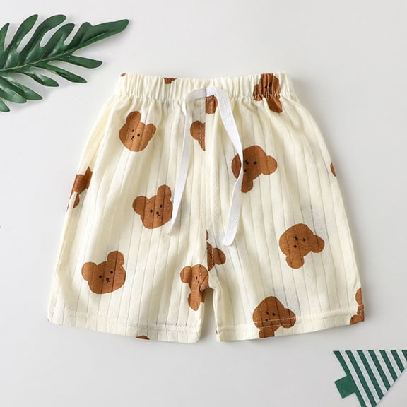 piuwrlz Shorts for Girls Short Pants Printed Single Piece Short Trousers Coffee Size 3-4 Years