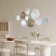 thumbnail image 4 of Silver Wall Decorative Mirror,Wall Mount Retro Wall Art Mirror with 4 Clear Round Mirrors & 5 Decorative Discs,45.28 * 22.83Inch Texture Round Wall Mirror for Entryway,Bedroom,Home Decor, 4 of 25