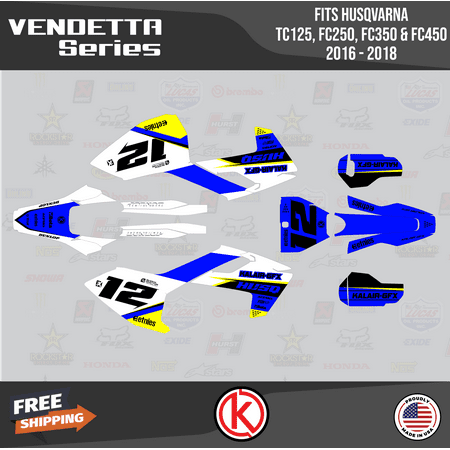 Kalair GFX Graphics Kit for Husqvarna TC125 TC250 FC350 and FC450 (2016-2018) Vendetta Series