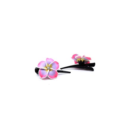 - Hawaii Luau Party Dance Performance FIMO pair 2 hair clips in Pink and Purple