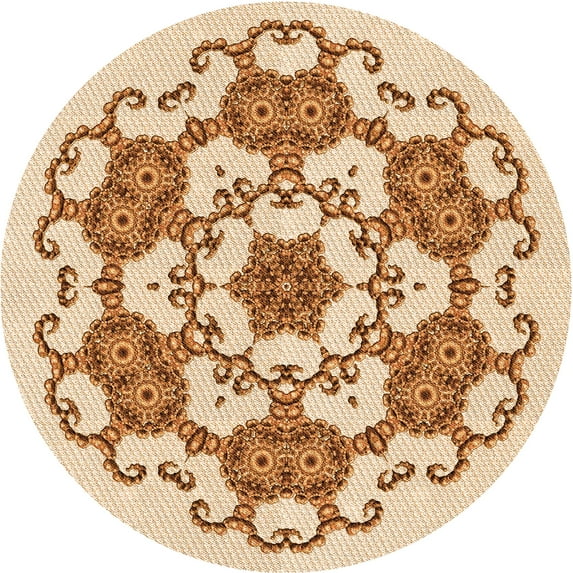Ahgly Company Machine Washable Indoor Round Transitional Golden Blonde Gold Area Rugs, 3' Round