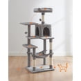 thumbnail image 3 of Árbol para Gatos, Torre de Gatos, Altura 143 cm, 4 Postes, 2 Plataformas, 1 Cueva, 1 Hamaca, 2 Pompones, Gris Claro, 3 of 9