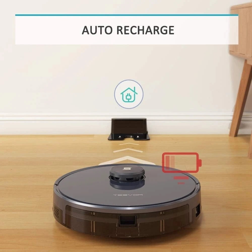 Tesvor Robot Vacuum Cleaner, S6 Robotic Vacuum with Lidar Navigation, 2700Pa Powerful Suction, No-go Zone, Wi-Fi, Self-Charging, Ideal for Pet Family, Hard Floors to Medium-Pile Carpets
