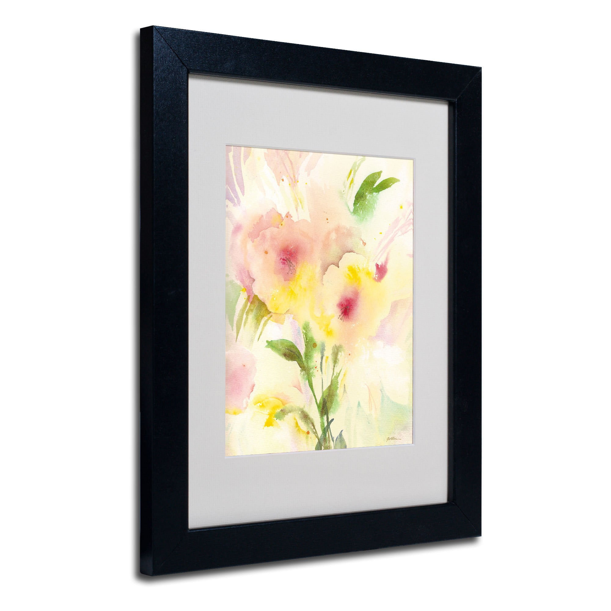 Trademark Fine Art "Two Garden Flowers" Matted Framed Art by Sheila Golden, Wood Frame