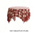 thumbnail image 3 of Christmas Tablecloth Red and White Checked for Holiday Dining Decor - Polyester 47x47 Inch Reusable & Washable, 3 of 6