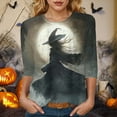 thumbnail image 2 of Towmus Womens Fall Shirts Casual V Neck 3/4 Length Sleeve Tops Soft Basic Tees Halloween Blouses, 2 of 6