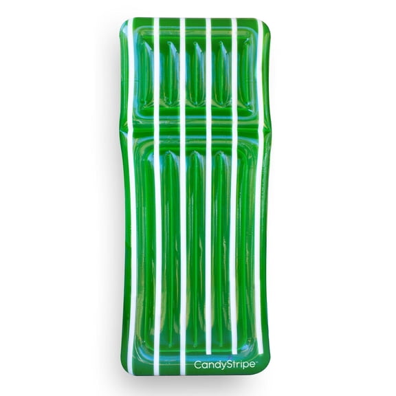 In The Swim Green and White Stripe Inflatable Lounger Pool Float – Comfortable Reclining Design for Relaxing in the Pool L90605G