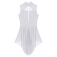 thumbnail image 6 of YiZYiF ​​​Women's Lyrical Dance Dress Flowy Tulle Skirt Leotard Rhinestone Figure Skating Costumes White M, 6 of 7