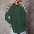 thumbnail image 3 of Blusa holgada de manga larga con cuello redondo en color verde negruzco para mujer, talla XL, camiseta con bolsillo y estampado de leopardo, 3 of 6