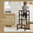 thumbnail image 2 of Taburete de cocina INNOD para niños pequeños con barra de seguridad, color marrón, 2 of 7