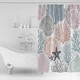 thumbnail image 3 of Shower Curtain, Ocean Coral Starfish Shell on White Waterproof Shower Curtain Set with Hooks for Bathroom Showers,Stalls and Bathtubs,72x72In Colorful Underwater World, 3 of 9