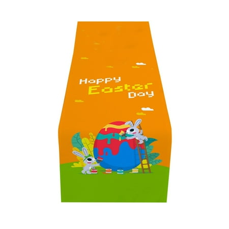 

Virmaxy Easter Day Discount Easter Bunny Table Runner Easter Holiday Kitchen Dining Table Runner for Home