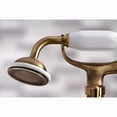 thumbnail image 3 of Kingston Brass KS267AB Kingston 6" Center Deck-Mount Clawfoot Tub Faucet with Hand Shower, Antique Brass, 3 of 8