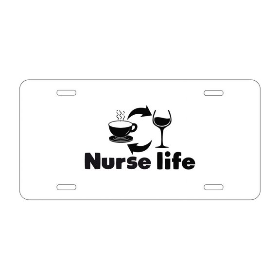 DistinctInk Custom Aluminum Vanity Front License Plate - Coffee, Wine, Repeat - Weatherproof, Pre-Drilled Holes