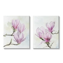 Stupell Pink Magnolia Flower Blossoms Botanical & Floral Painting Gallery Wrapped Canvas Print Wall Art, Set of 2
