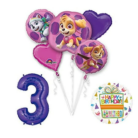 Sky Supply - PAW PATROL SKYE & EVEREST 3rd Birthday Party Balloons Supplies Chase Ryder