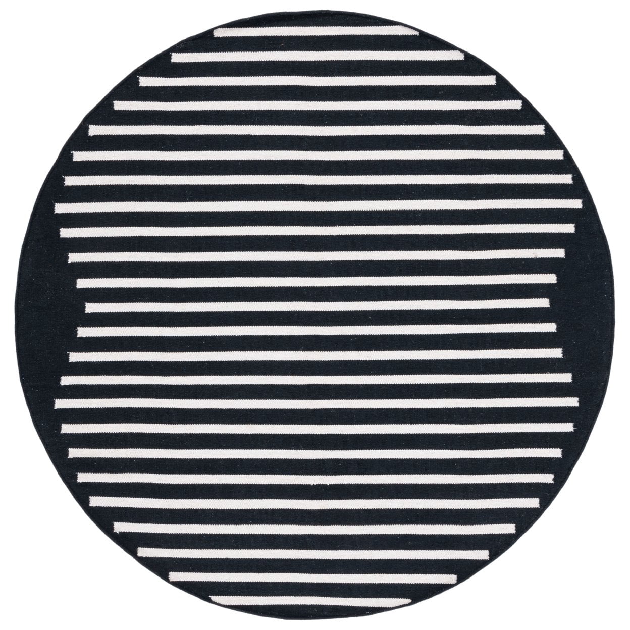 SAFAVIEH Montauk Amadine Striped Cotton Area Rug, Black/Ivory, 8' x 10'