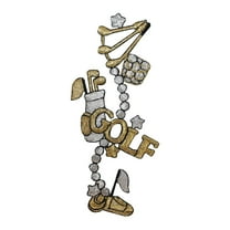 ID 1529 Gold Golf Equipment Patch Ball Craft Strip Embroidered Iron On Applique