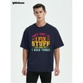 thumbnail image 3 of Whichone That's What I Do I Fix Stuff And I Know Things Funny Graphics Men's Casual Cotton Short Sleeve T-shirt Dark Blue Medium, 3 of 9