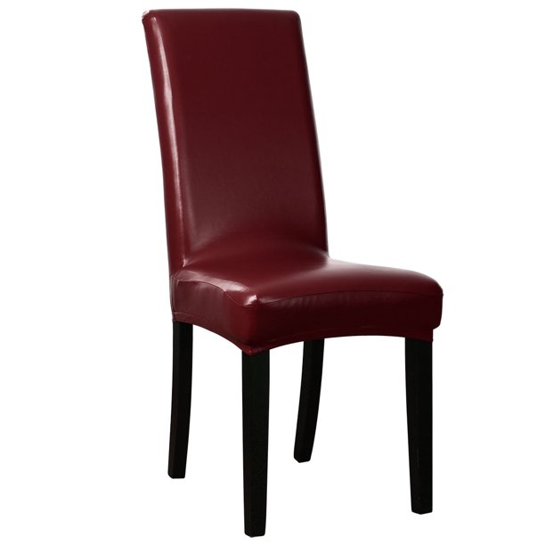 Piccocasa Faux PU Fabric Leather 1 Piece Dining Chair Covers(Burgundy