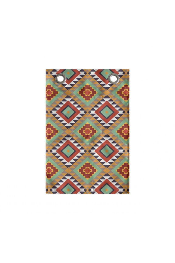 Ethnic Hanging Pocket Organizer, Tribal Inspired Geometrical Motifs with Squares and Triangles in Colorful Tones, Printed Polyester Storage Bag with Pockets, 14" x 20", Multicolor