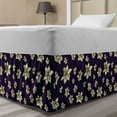 thumbnail image 1 of Floral Bed Skirt, Repeating Cartoonish Design Daffodil Flowers Botanical Art, Elastic Bedskirt Dust Ruffle Wrap Around for Bedding Decor, 4 Sizes, Dark Purple Cream, by Ambesonne, 1 of 2