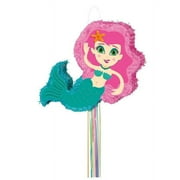 Mermaid Pinata, Pull String, Pink & Teal, 22in x 15in