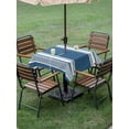 thumbnail image 3 of Outdoor Tablecloth with Umbrella Hole & Zipper, Farmhouse Blue Striped Square Tablecloth 54x54 Inch, Modern Minimalist Stripes Patio Table Cover Waterproof Table Cloth for Picnic/Party, 3 of 7