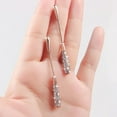 thumbnail image 4 of Eosunjian 1 Pair Women Earrings Long Shiny Rhinestone Inlaid Column Shape Chain Drop Earrings Birthday Gift Silver, 4 of 13