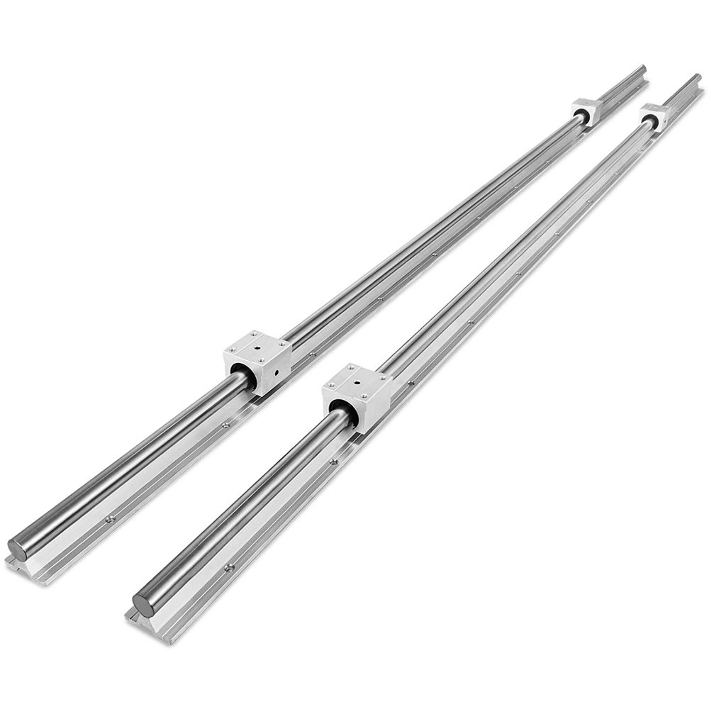 VEVOR Linear Rail SBR 202200mm 2xLinear Guideway Rail and 4X Square Type Carriage Bearing
