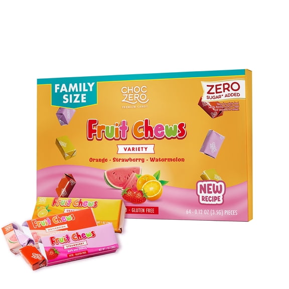 ChocZero Sugar Free Fruit Chews, Keto, Low Carb Taffy Candy, 8 oz Box
