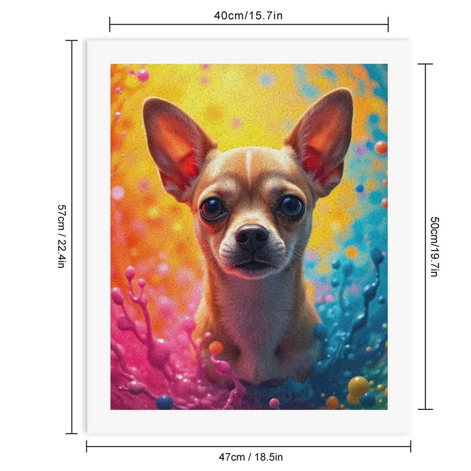 Paint By Numbers Kit for Adults Beginner - Chihuahua Colorful Splash Art DIY Canvas Painting Kits for Adults, Frameless Paint By Number for Adults for Home Wall Decor 16x20 Inch