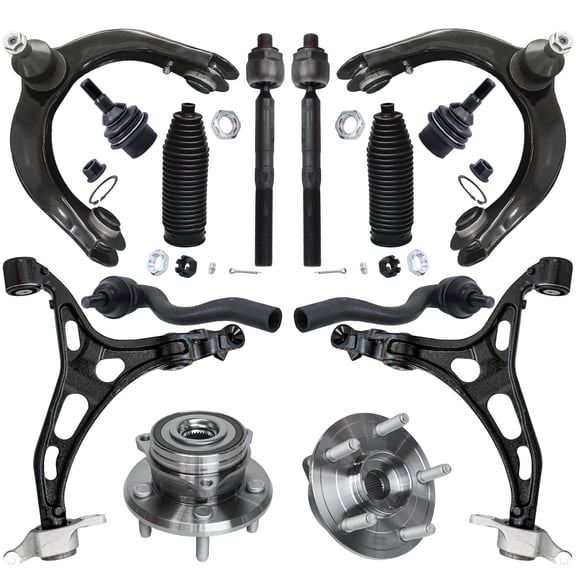 Detroit Axle - 14pc Front End Control Arms Kit for 11-15 Dodge Durango Jeep Grand Cherokee, Control Arms Tie Rods Lower Ball Joints Wheel Bearing Hubs Boots 2011 2012 2013 2014 2015